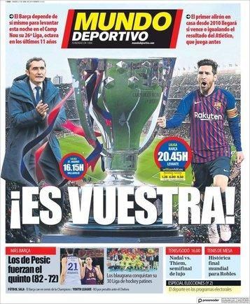 Portada MUNDO DEPORTIVO sábado 27 de abril de 2019