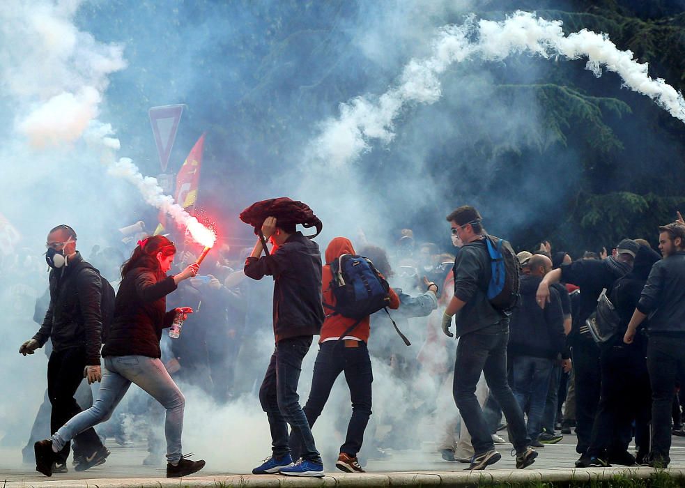 Manifestación contra la reforma de la legislación laboral francesa de Nantes