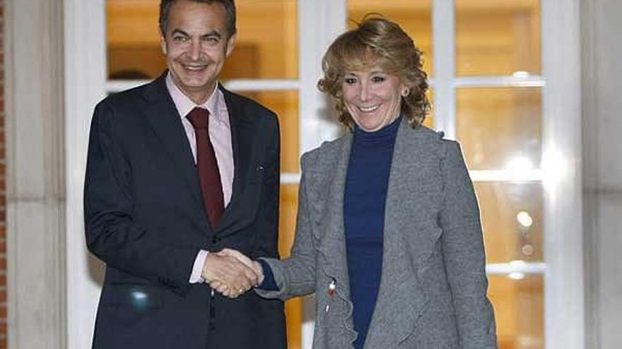 José Luis Rodríguez Zapatero y Esperanza Aguirre, ayer