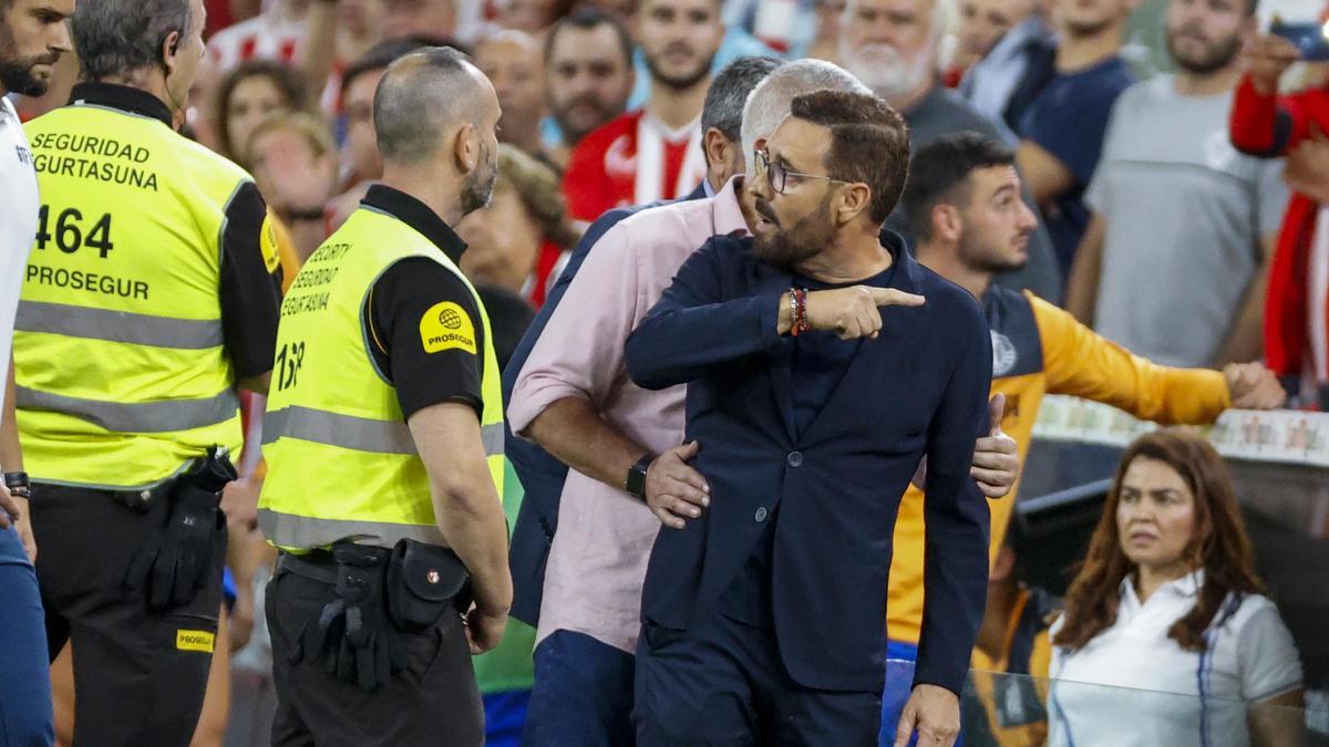 José Bordalás, técnico del Getafe, el día de su expulsión en San Mamés.