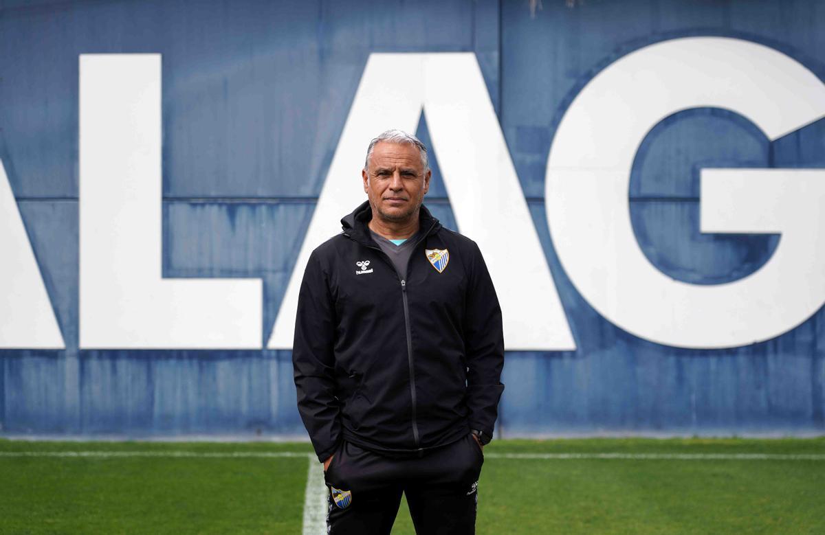 MLG 20-03-2024.-Sergio Pellicer, entrenador del Málaga CF durante una entrevista.-ÁLEX ZEA.