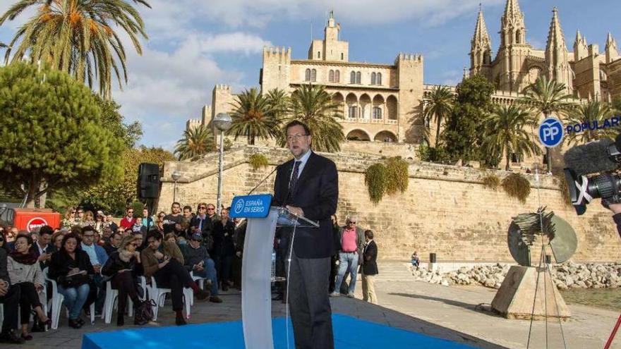 Mariano Rajoy, ayer, en el mítin en Palma de Mallorca.