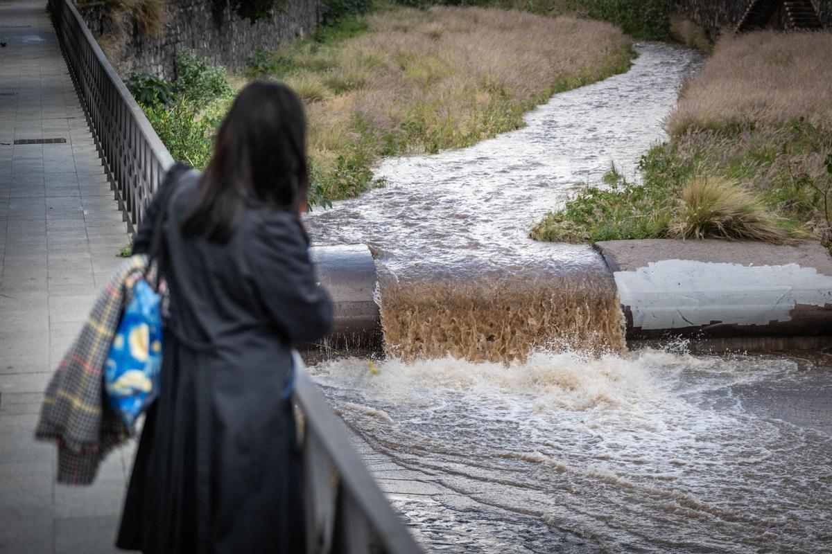 El agua corriendo por un barranco de Tenerife en una borrasca anterior.