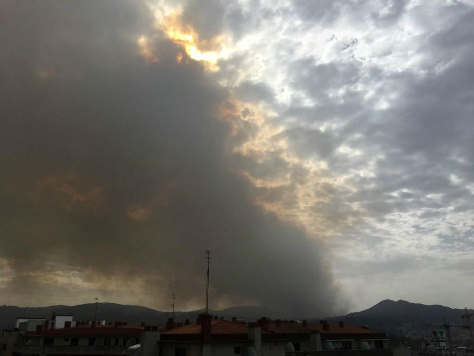 El humo cerca Vigo