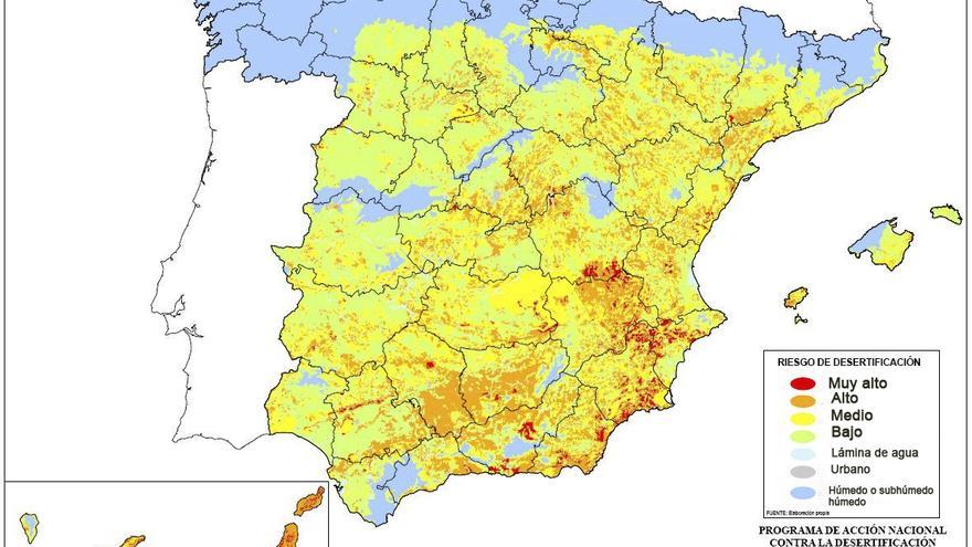 Mapa de desertificación en España