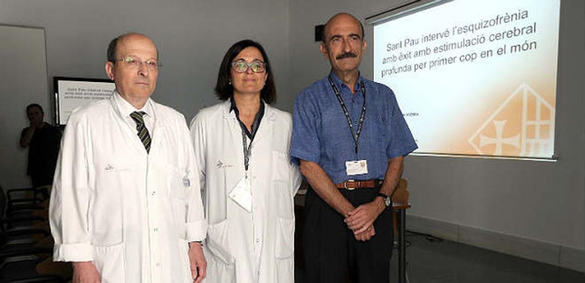 Presentació dels resultats amb els doctors Joan Molet, Iluminada Corripio i Enric Alvarez a l’Hospital de Sant Pau