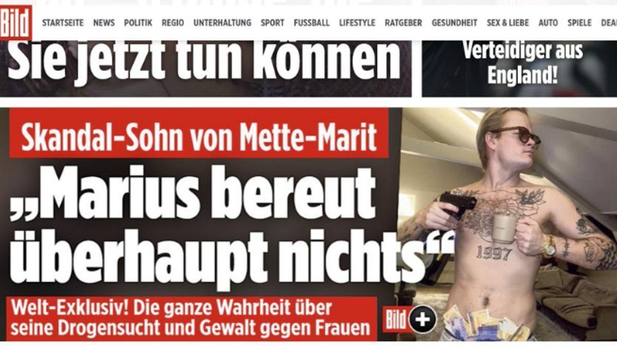 Marius Borg, desatado en una juerga a finales del año pasado, foto de portada del diario alemán Bild.
