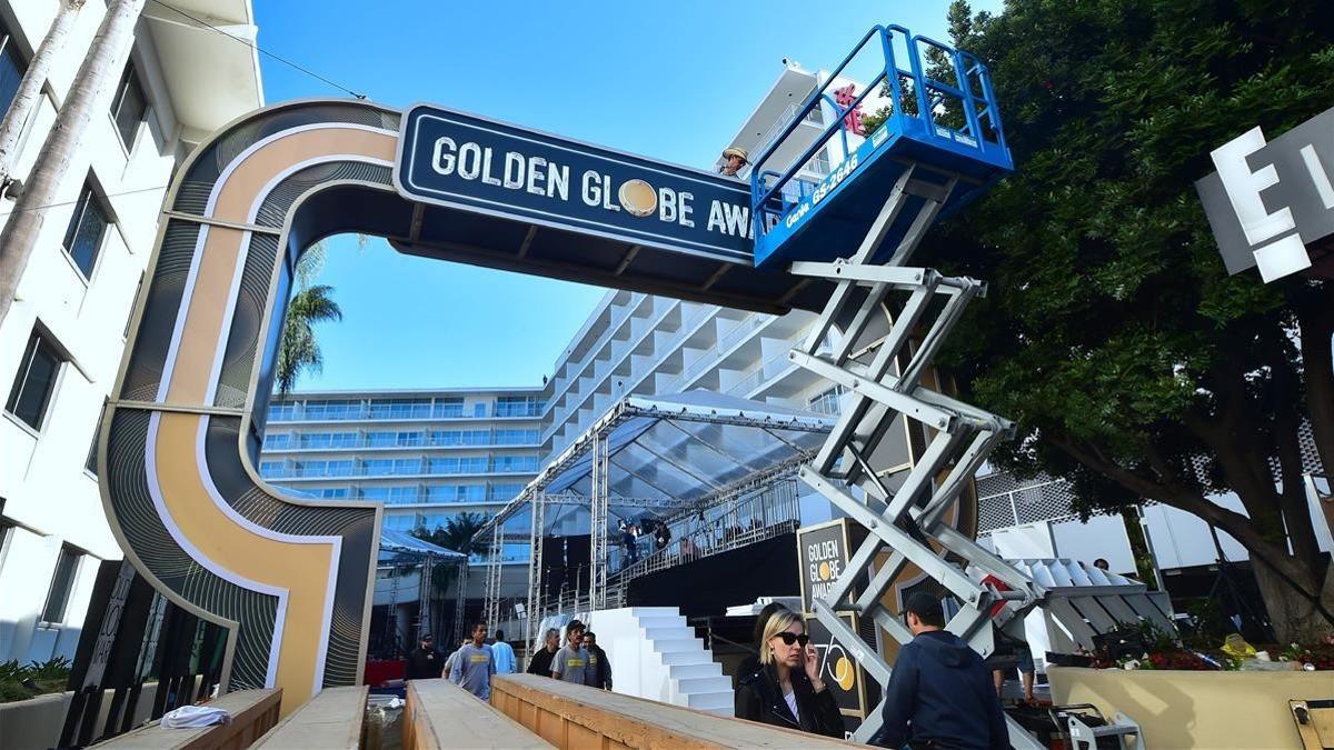 Preparativos en el Beverly Hilton Hotel de la gala de los Globos de Oro.