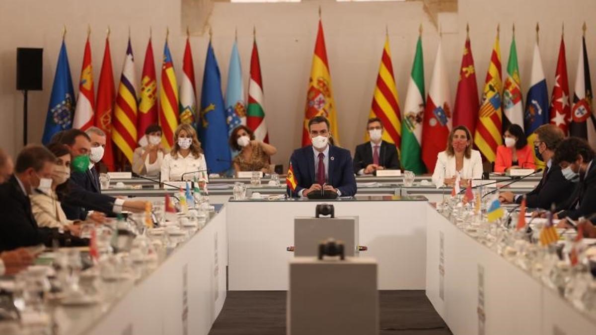 El presidente del Gobierno, Pedro Sánchez, durante la XXIV Conferencia de Presidentes, el pasado 30 de julio de 2021 en Salamanca.