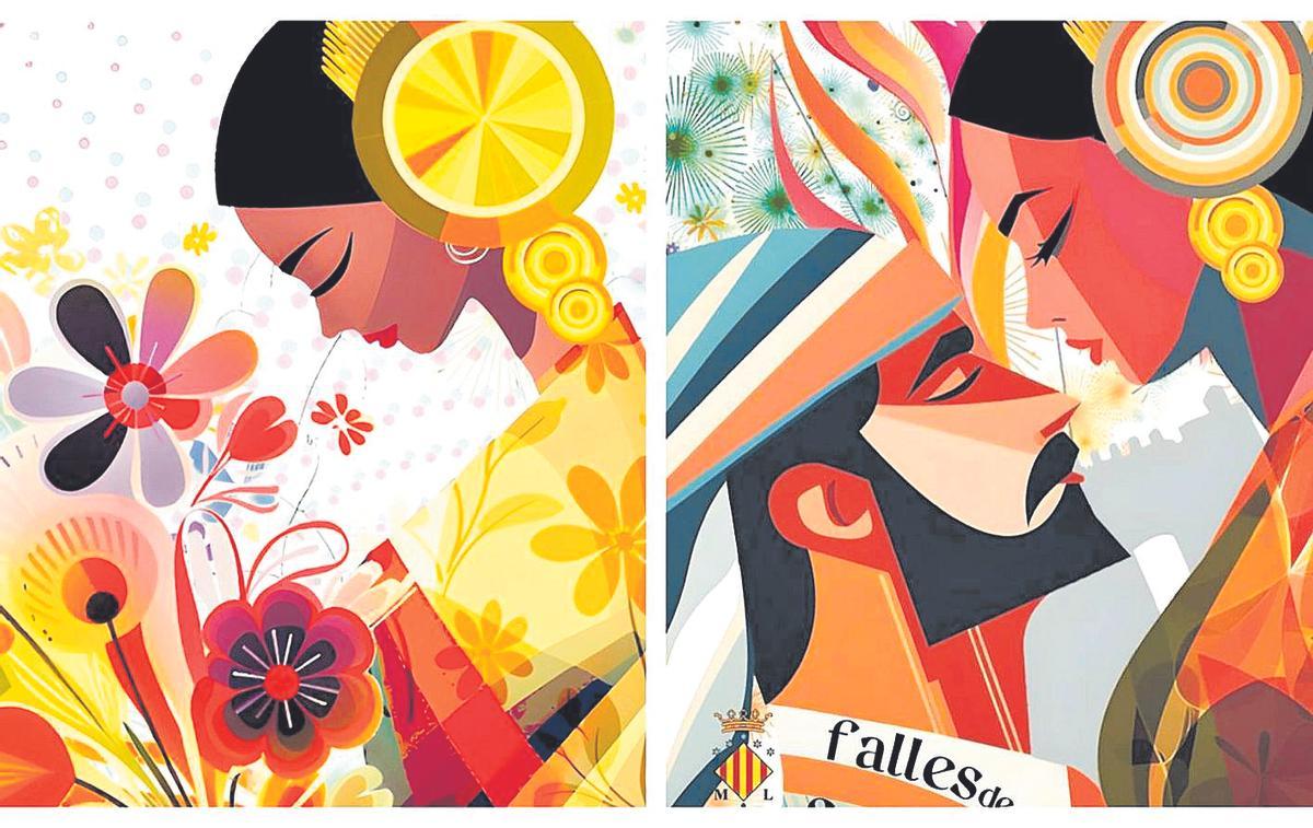 Montaje con los dos carteles premiados en Sagunt y Alzira.