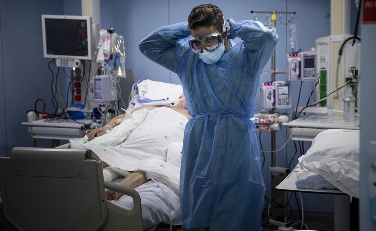 Unidad de cuidados intensivos del Hospital de Sant Pau, en Barcelona.