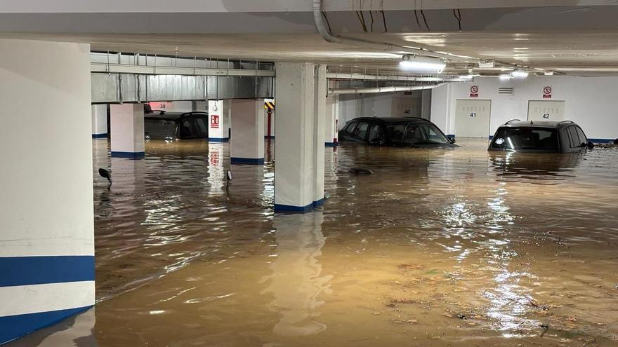 Garajes inundados en València por la tromba de agua