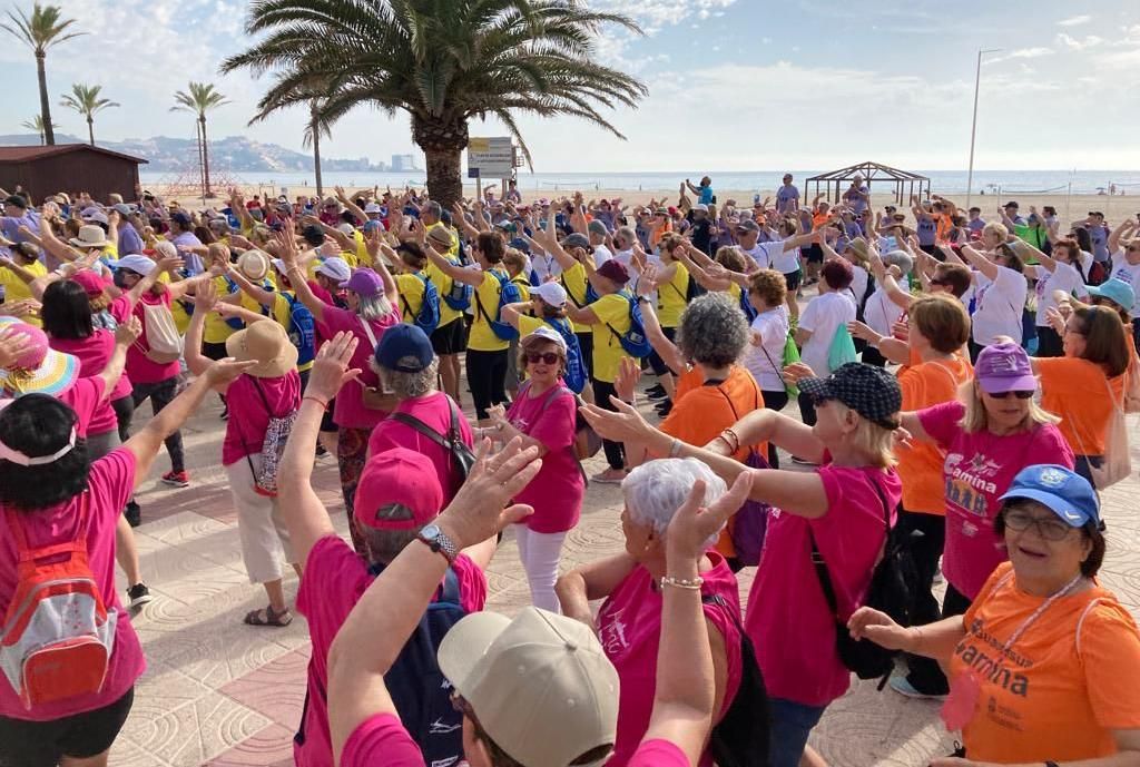 Participantes en la cuarta edición de la "Trobada Ribera Camina", uno de los programas de salud comunitaria que fomenta los paseos saludables, celebrada en Cullera.
