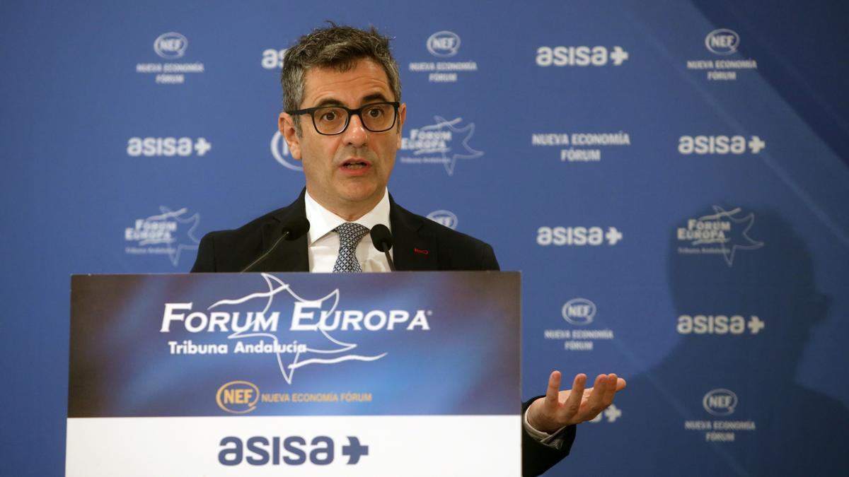 El ministro de Presidencia, Félix Bolaños, interviene en el Fórum Europa Nueva Economía.