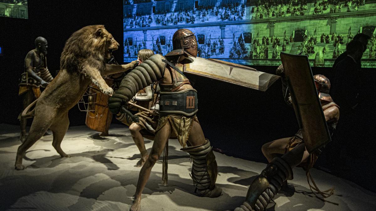 Imagen de una de las salas del MARQ con la exposición de los gladiadores.