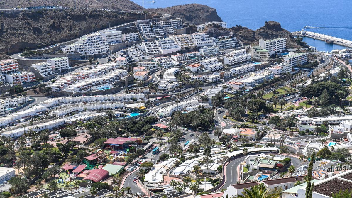 Imagen de archivo de una vista aérea de la urbanización turística de Puerto Rico, en Mogán.