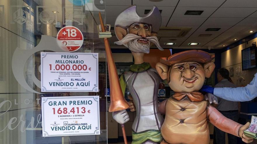 Tres Premios del Euromillón en Villena en Tres Meses con el Quijote y Sancho como Amuletos