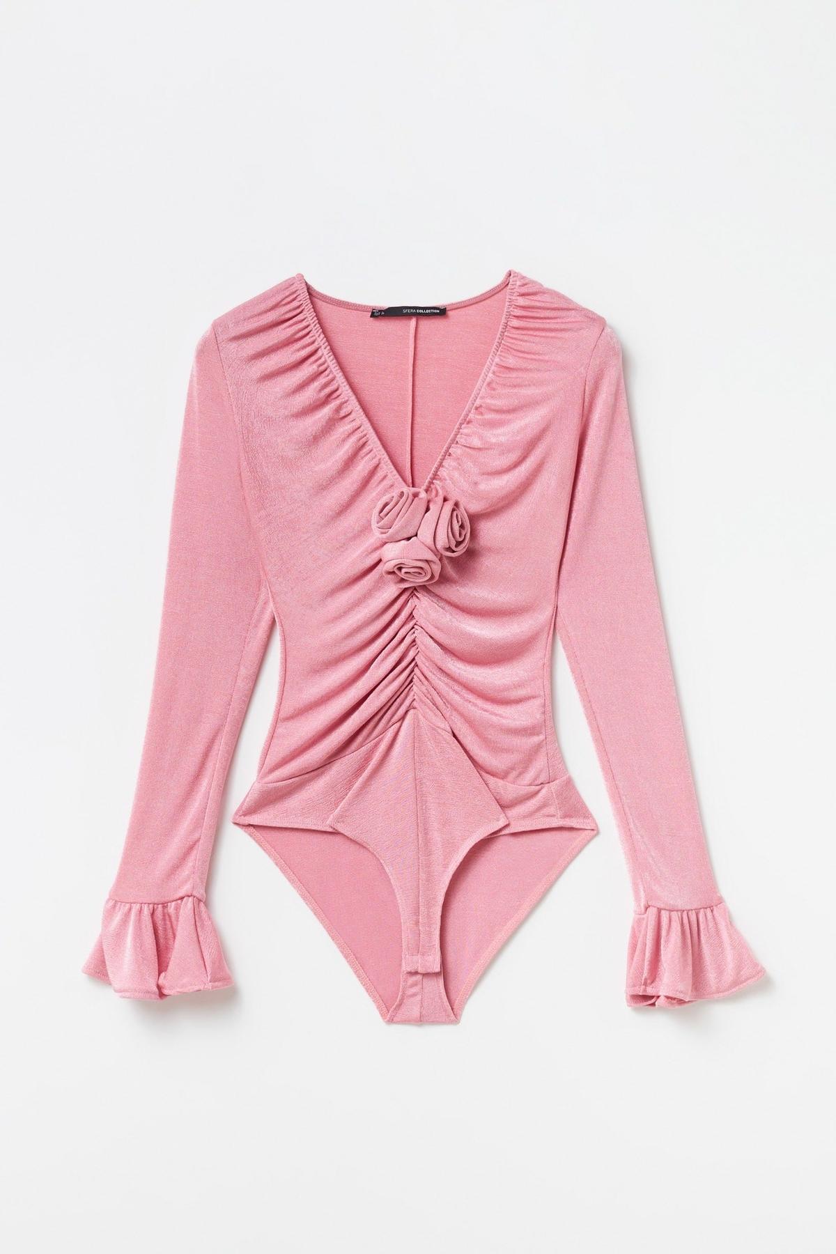 Body de manga larga con aplique de flor de Sfera