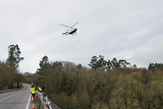 Accidente de autobús en el Lérez: el helicóptero Pesca I localiza a la séptima víctima