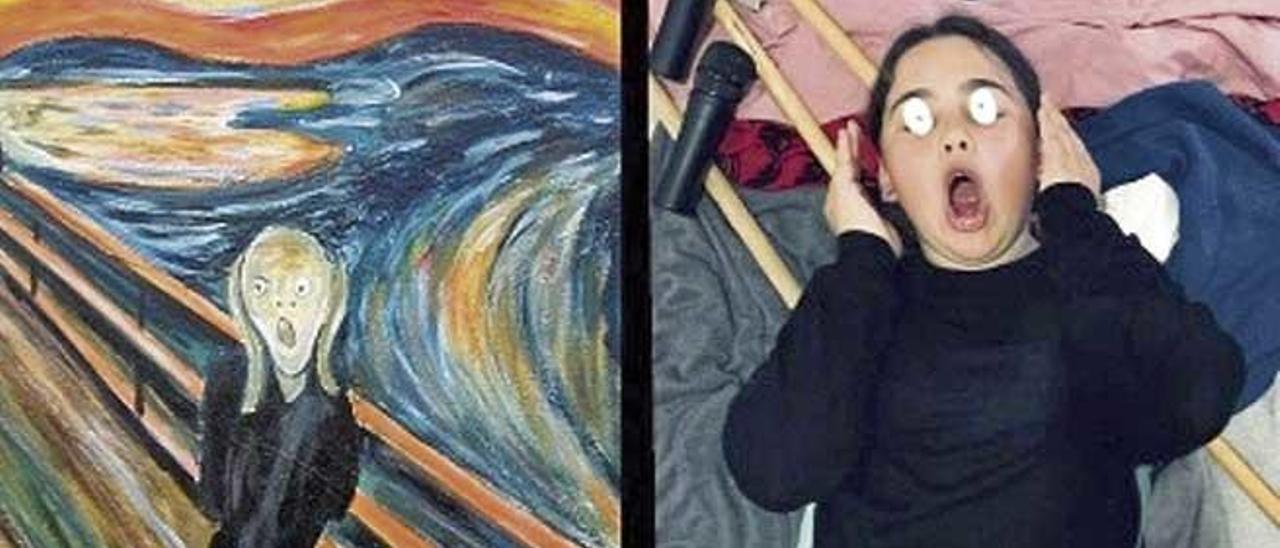 Una pequeña &#039;felanitxera&#039; reproduce la escena del cuadro &#039;El grito&#039;, de Edvard Munch.