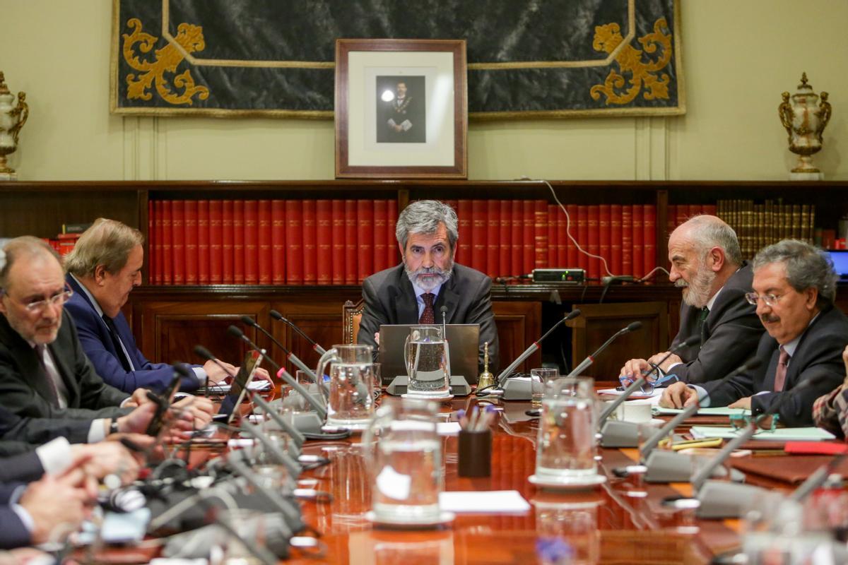 El pleno del Consejo General del Poder Judicial, reunido en enero de 2020.