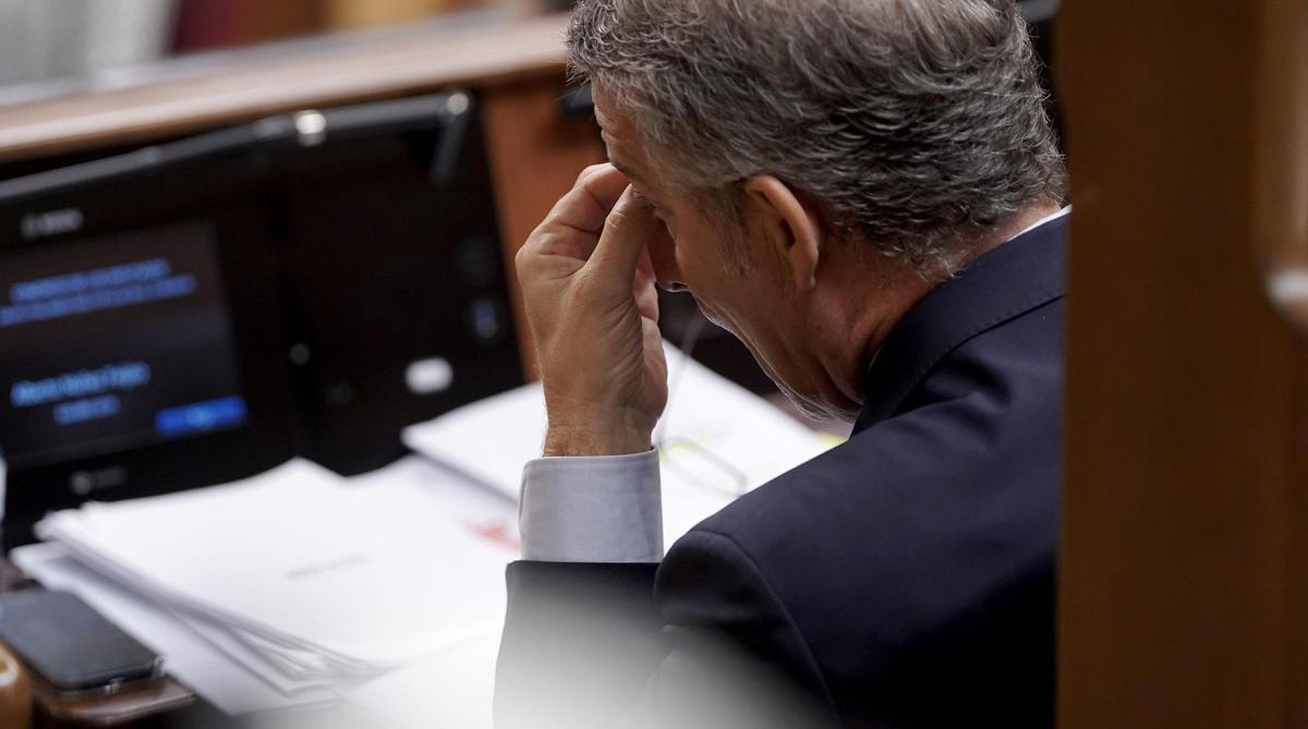 Alberto Núñez Feijóo, este miércoles en el Congreso.