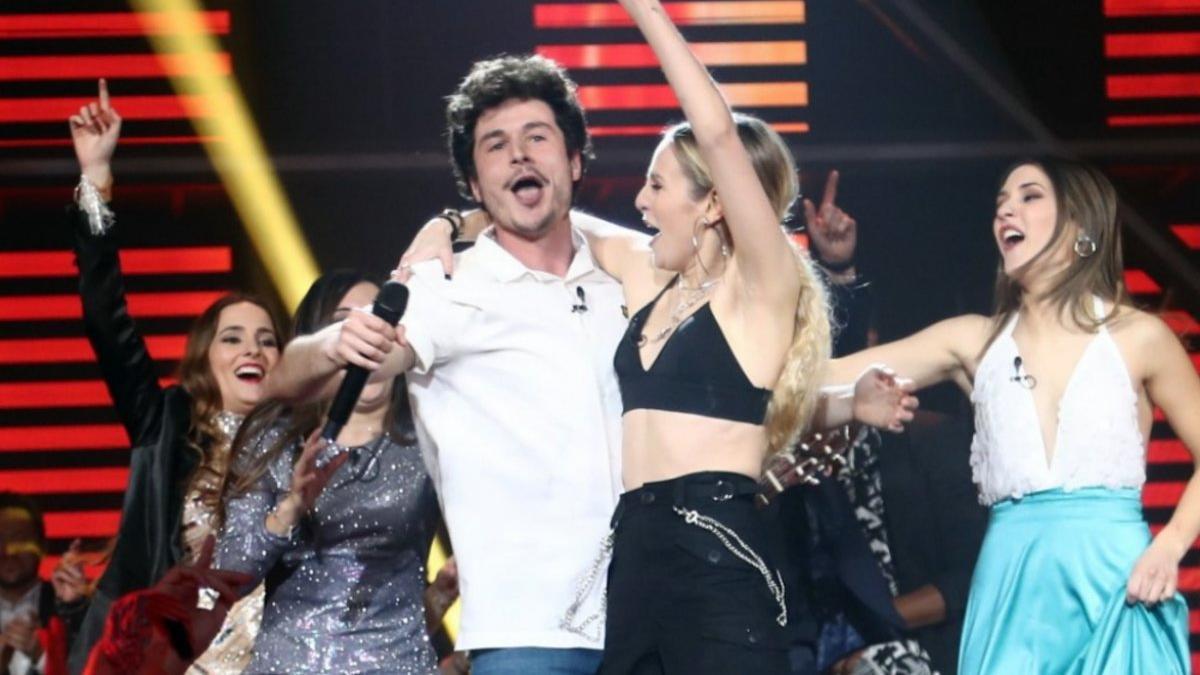 Miki celebrando su victoria en la gala 'OT Eurovisión'