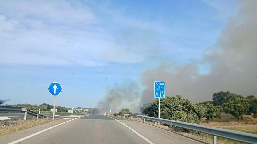 Un nuevo incendio junto a la A-5 obliga a cortar la EX-118 y activar el nivel 1 de peligrosidad