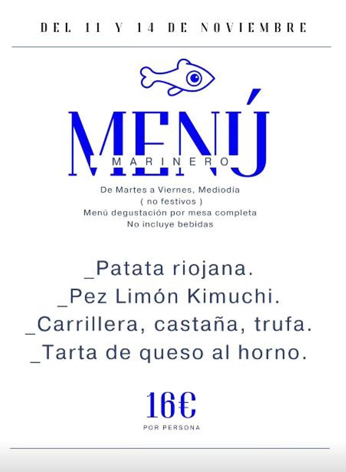 Menú degustación de 16 euros de Mamá Peixe