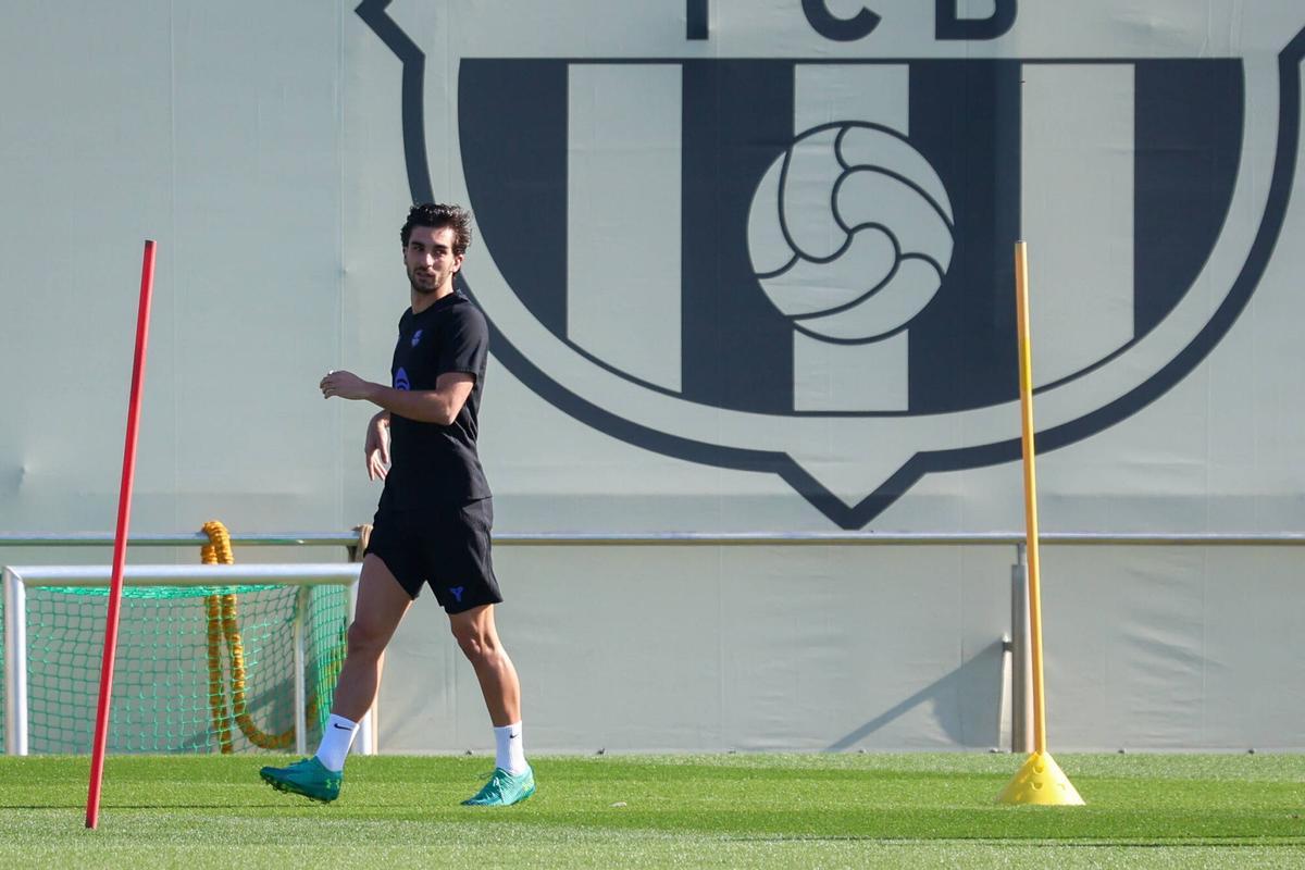 Ferran Torres, en el entrenamiento de este miércoles.