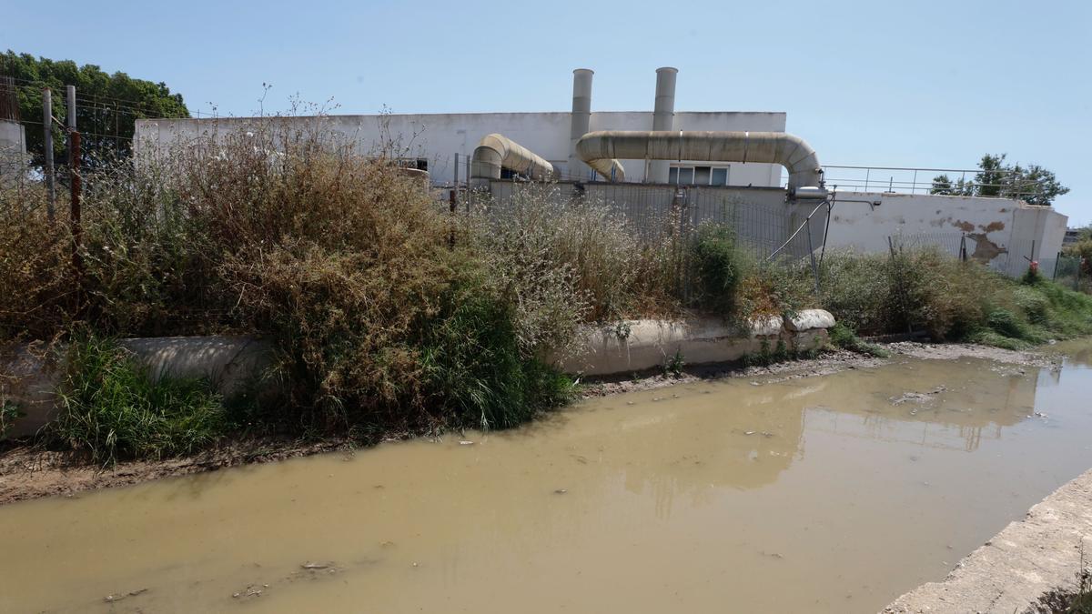 Aspecto del torrente, repleto de aguas fecales.