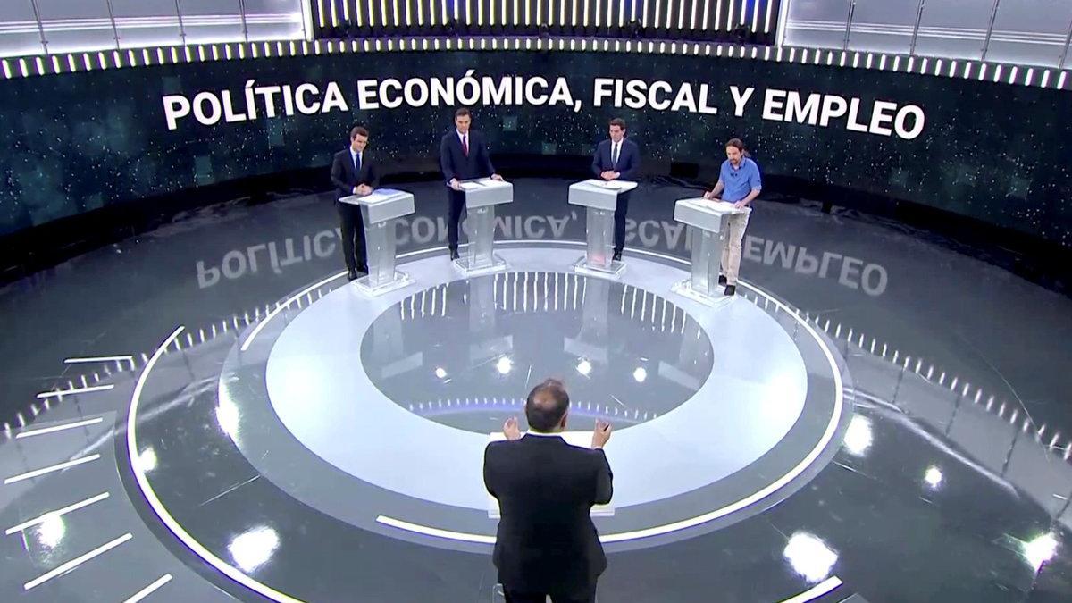 Los cuatro candidatos, en el plató de TVE.