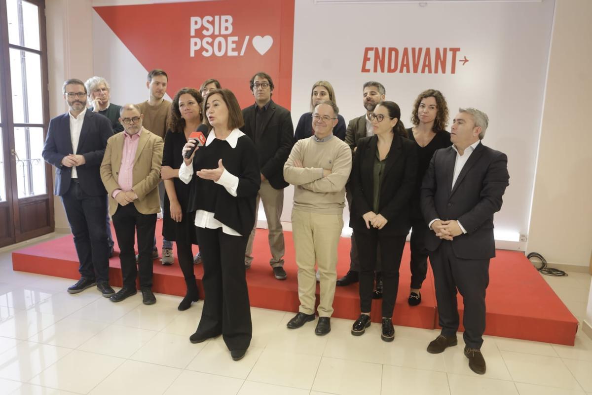 Francina Armengol durante el brindis de Navidad del PSIB-PSOE