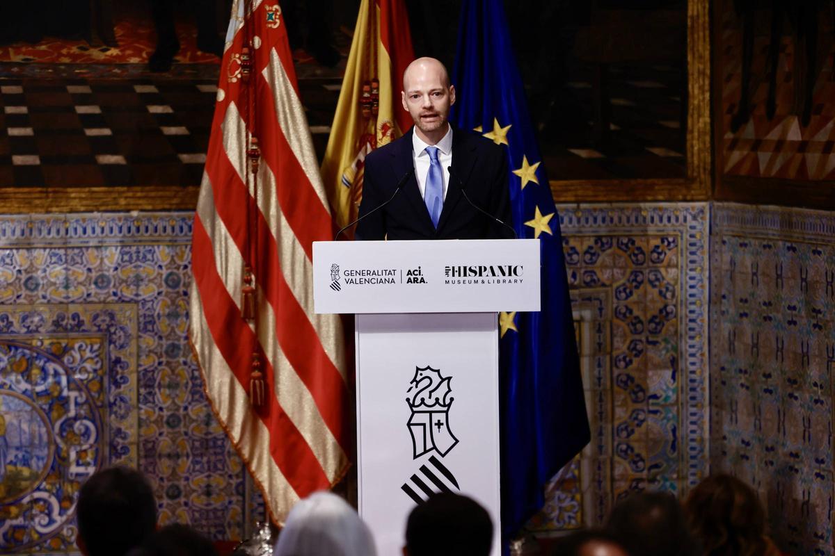 Guillaume Kientz, director de la Hispanic Society of America, en el acto de firma del acuerdo con la Generalitat.
