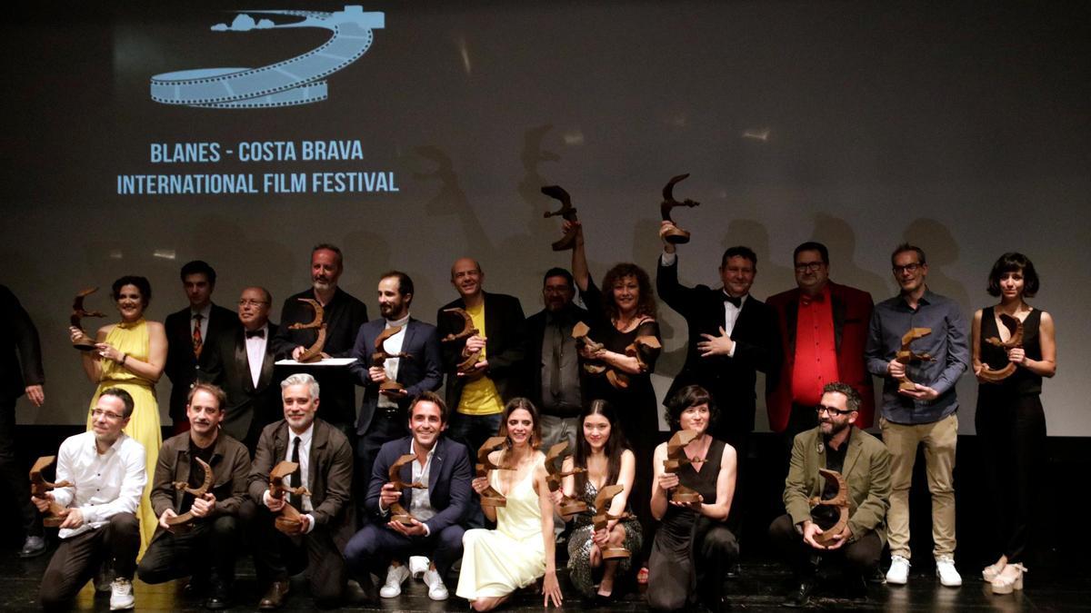 Foto de família dels guanyadors dels premis de la primera edició del Blanes Costa Brava International Film Festival