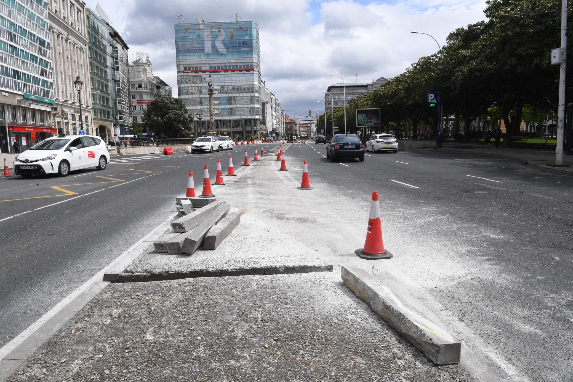 Obras de peatonalización en los Cantones