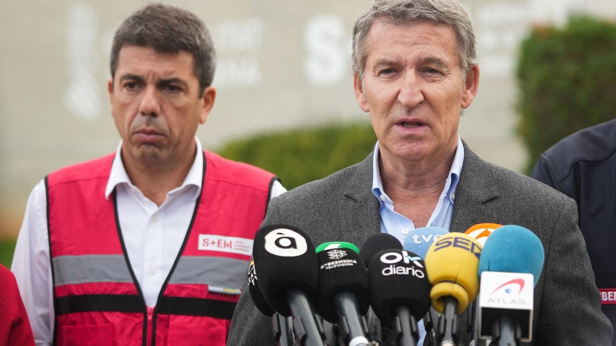 El president de la Generalitat Valenciana, Carlos Mazón, i el president del Partit Popular, Alberto Núñez Feijóo