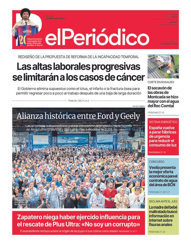La portada de EL PERIÓDICO del 24 de julio de 2026