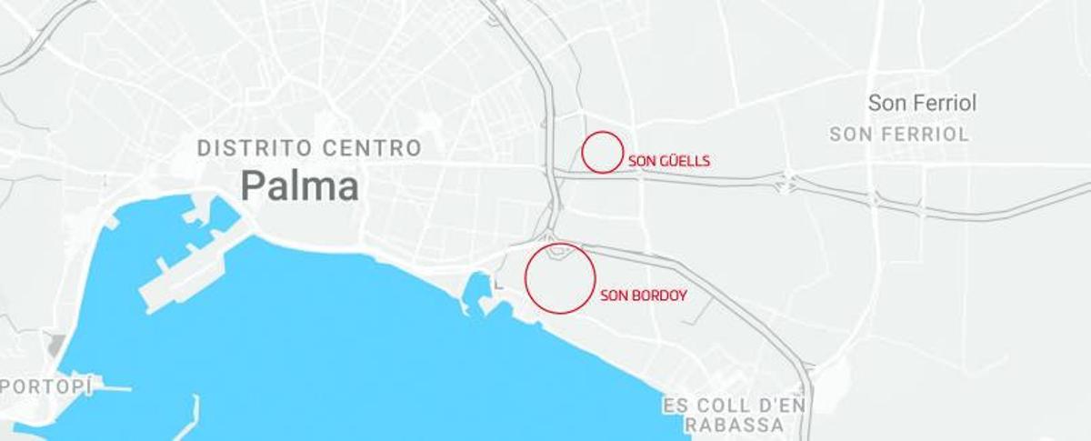 Son Güells y Son Bordoy se ubican en la zona de Ponent.  | DM