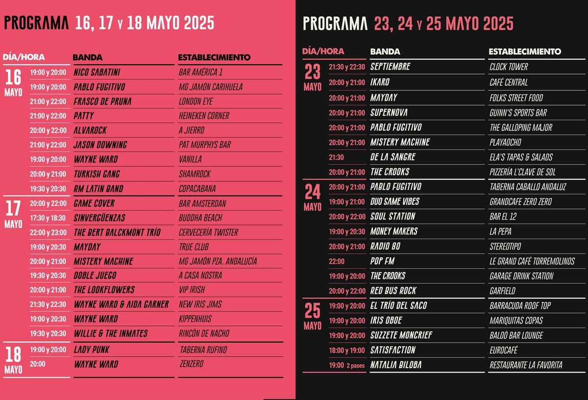 Programación de la Ruta del Rock de Torremolinos
