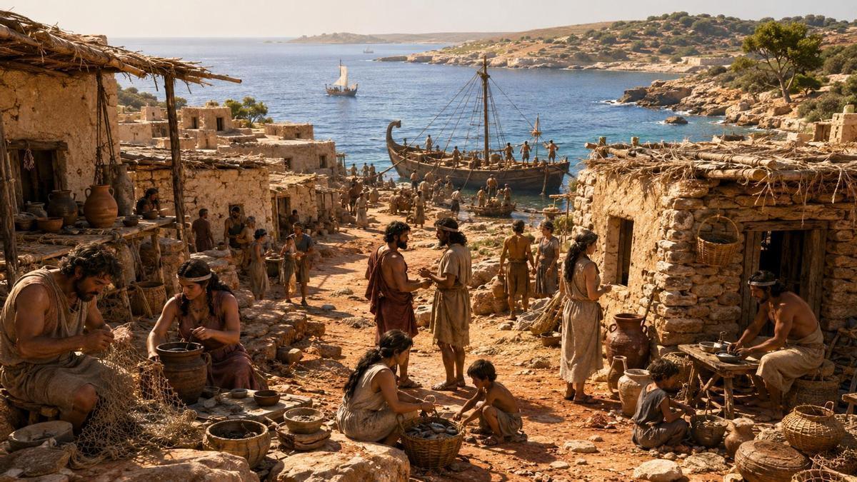 AI-generated image of what life might be like in the Sa Caleta settlement.