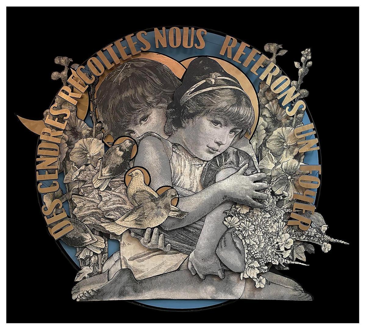 'Hogar' (2022), de Madame. Madera, metal y papel impreso.