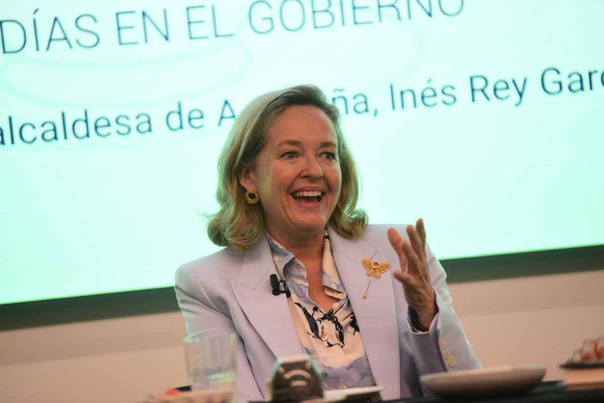 Nadia Calviño, esta mañana en A Coruña.