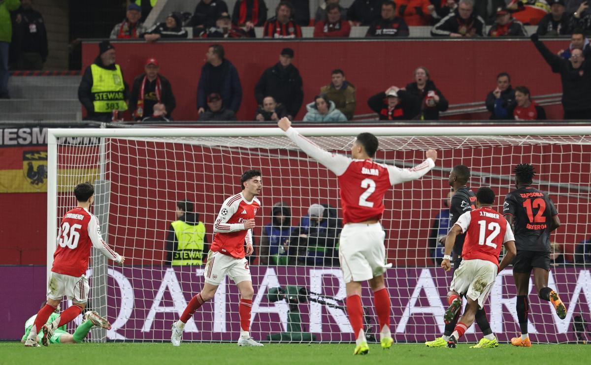 El jugador del Arsenal Kai Havertz celebra el 1-1