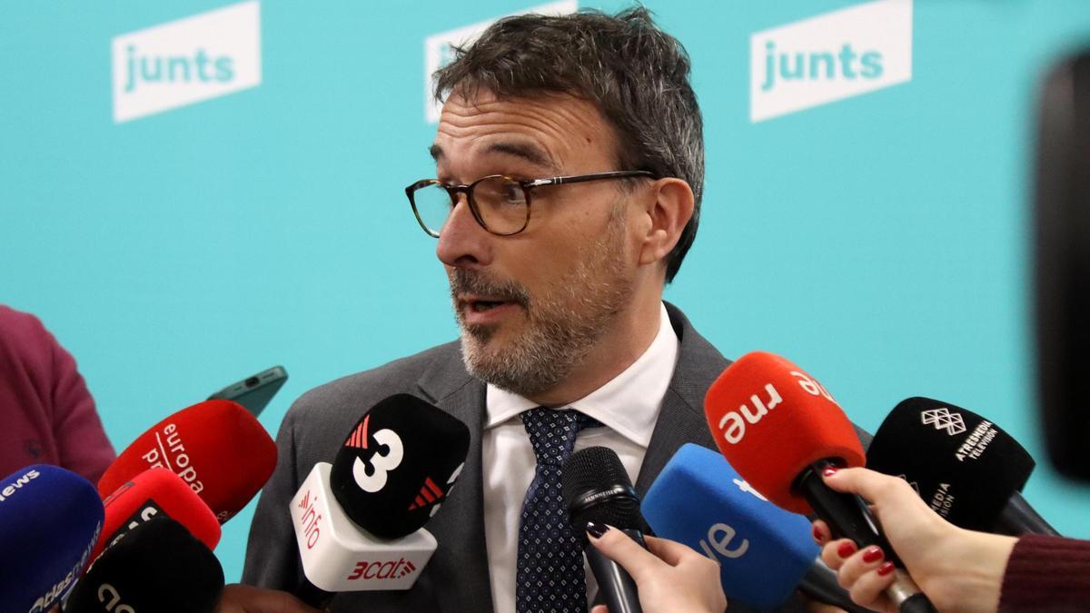 El vicepresidente y portavoz de Junts, Josep Rius, valora el acuerdo entre Pedro Sánchez y Oriol Junqueras para la financiación de Catalunya.