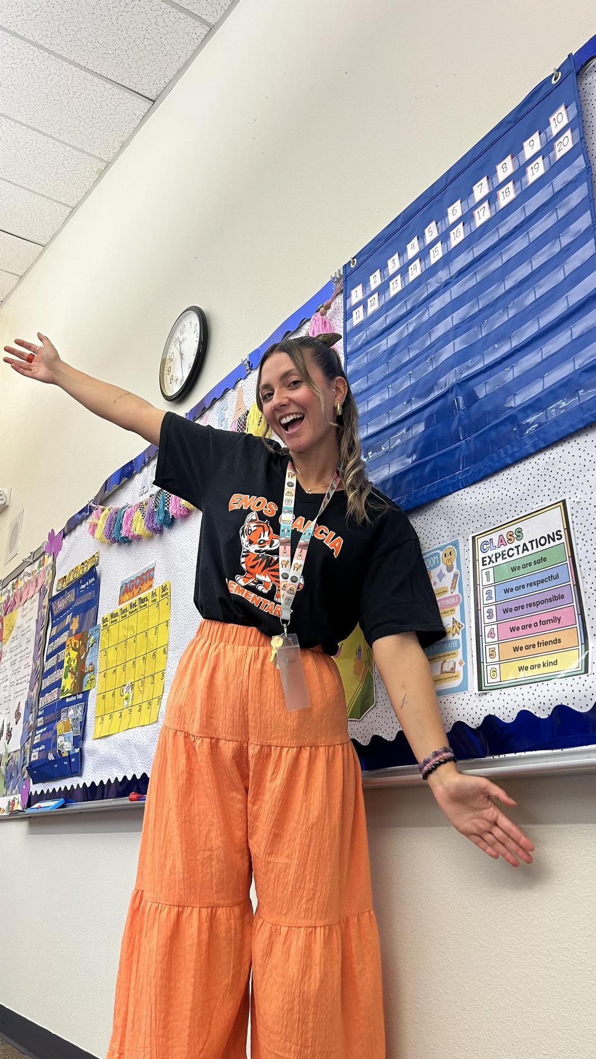 Estefanía Rodríguez durante una clase en su colegio de Estados Unidos