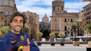 Ferran Torres con su pueblo, Foios, a su espalda