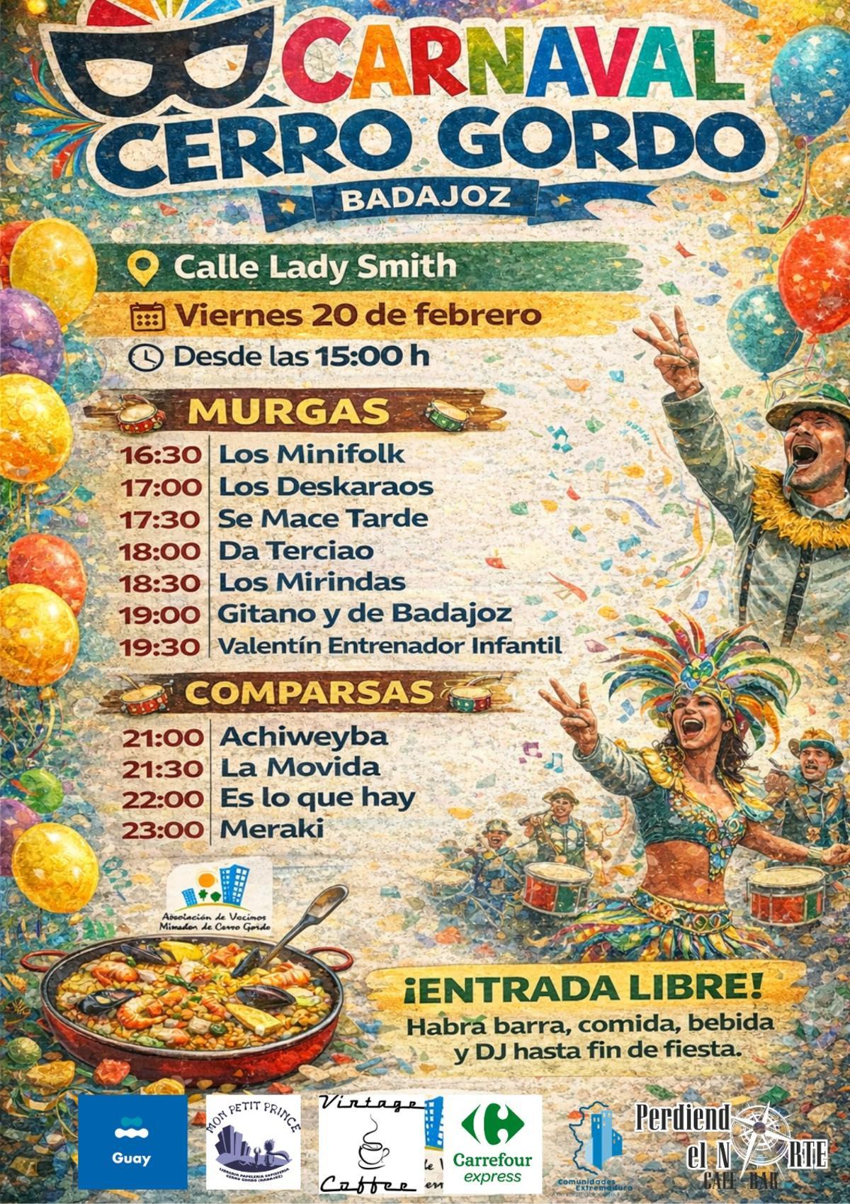 El cartel de la fiesta en Cerro Gordo.