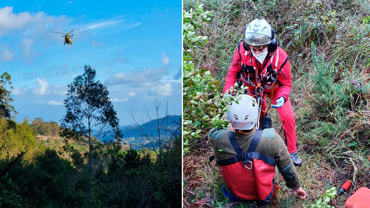 Rescate de un cazador herido en Villaviciosa.