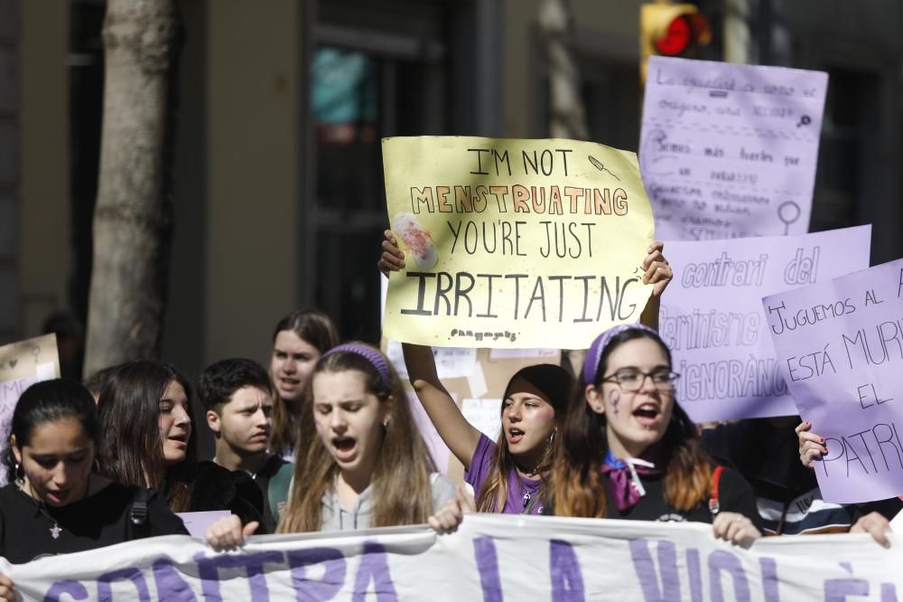 Manifestació sindical a Girona de la vaga del vuit de març